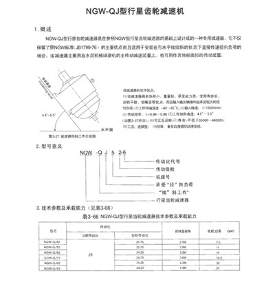 NGW-QJ型行程減速機(jī)參數(shù)